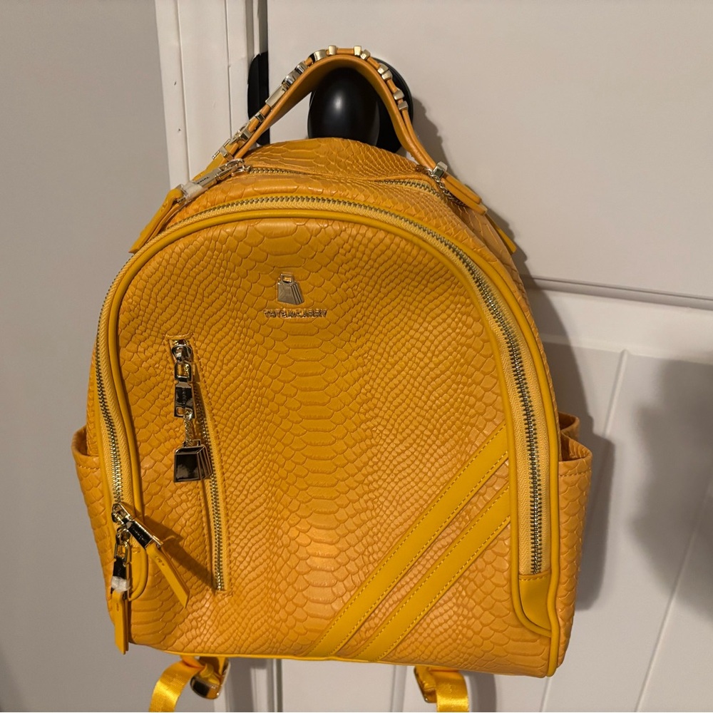 Yellow Textured Backpack